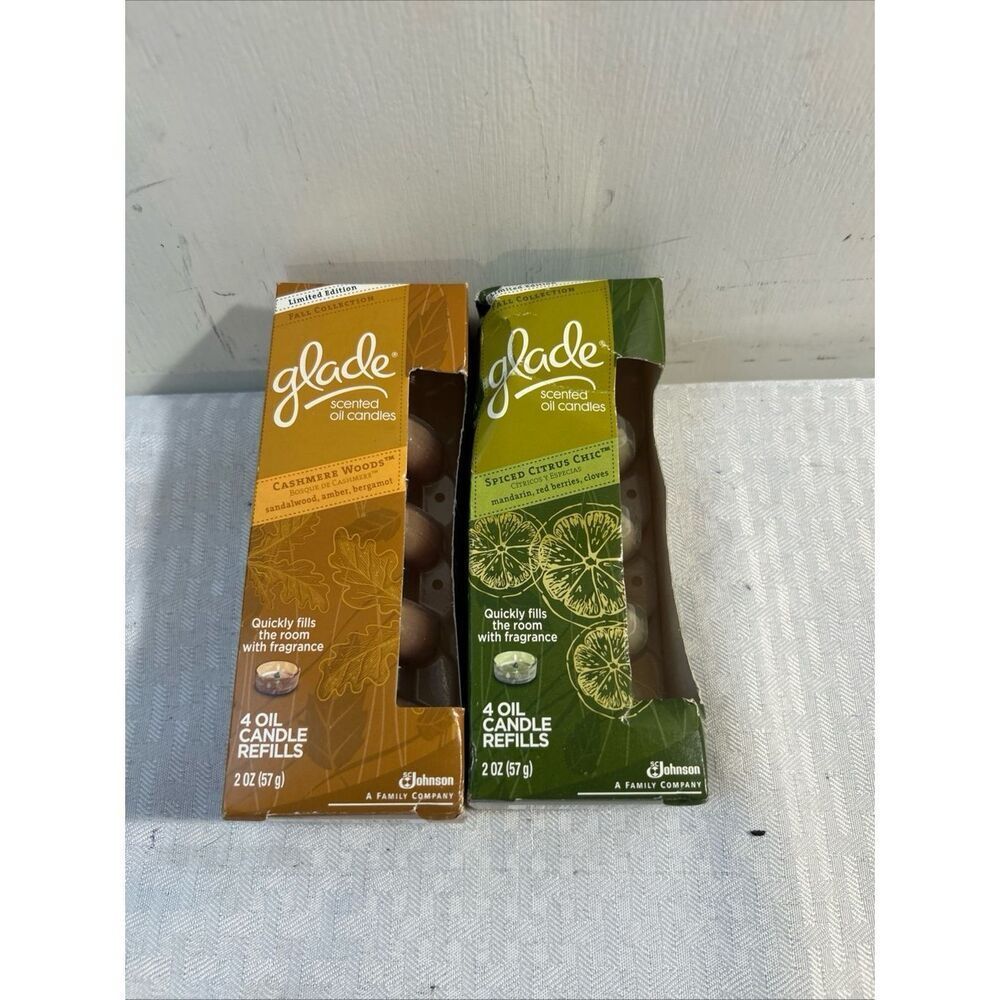 Glade candles cashmere woods/ spiced‎ citrus chic new vtg